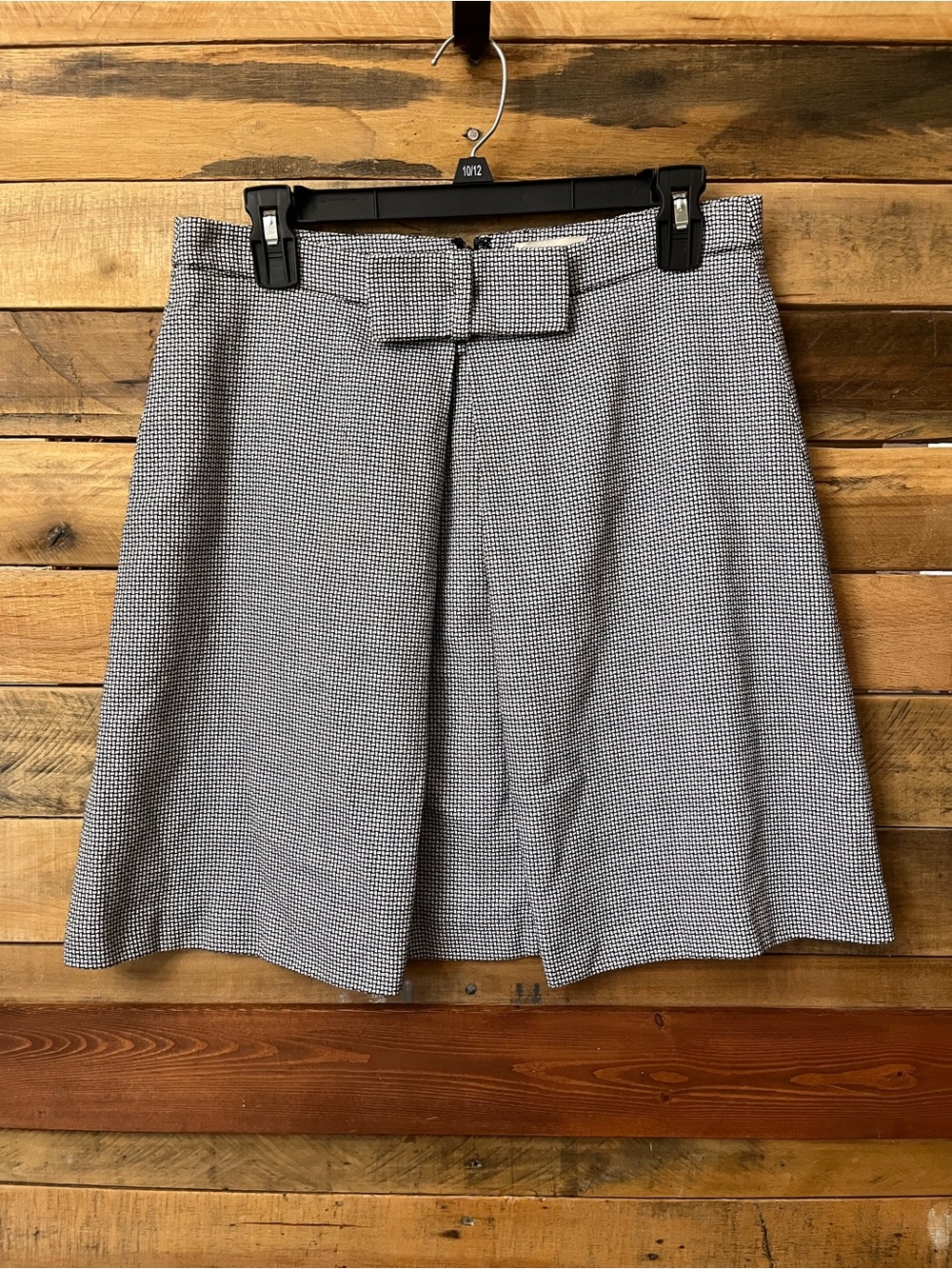 LOFT Black and White Houndstooth A-Line Skirt with Waist Bow
